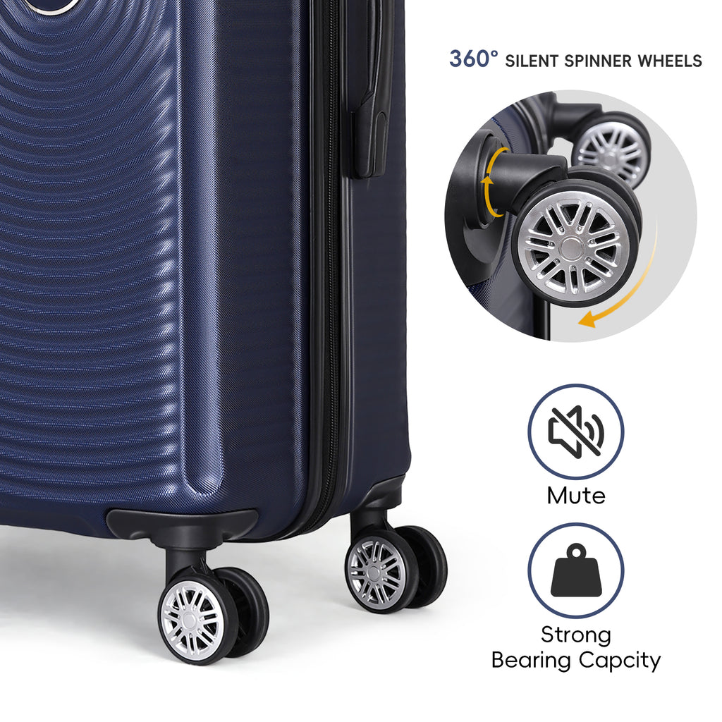 3 Pieces Luggage Set ABS Travel Suitcase with Spinner Wheels, Durable Hardshell Carry on Suitcase with TSA Lock (20 inch 24 inch 28 inch)