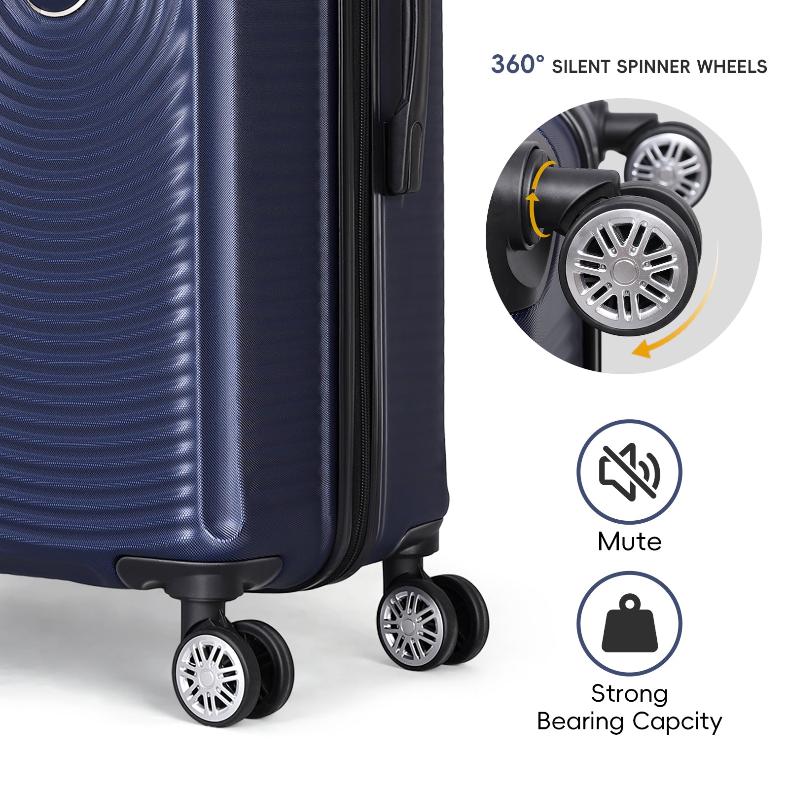 3 Pieces Luggage Set ABS Travel Suitcase with Spinner Wheels, Durable Hardshell Carry on Suitcase with TSA Lock (20 inch 24 inch 28 inch)