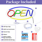 LED Neon Open Sign, 16. 5"x 8" Business Hour Sign, Powered by Plug, LED Display Window Lights for Cafe Bar Hotel Salon Bookstore Restaurant Bakery Shop Store Wall Decor