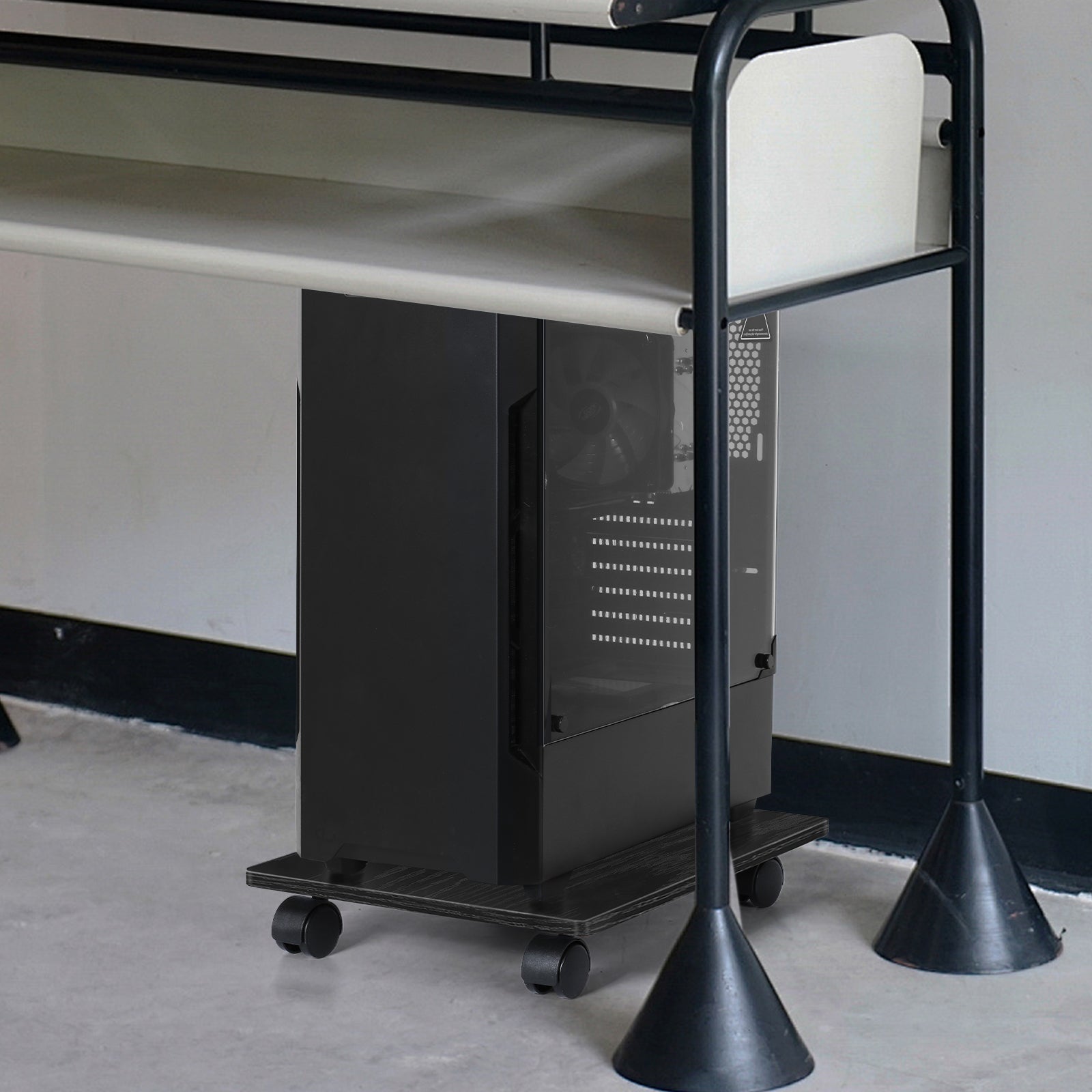 Set of 2 Computer Tower Stand with Lockable Wheels, Under Desk PC Holder Stand, CPU Cart for Home Office,
