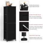51" Tall 4-Drawer Fabric Dresser Tower - Vertical Closet Organizer for Bedroom & Entryway, Slim Storage Chest with Wooden Top & Metal Frame, Black
