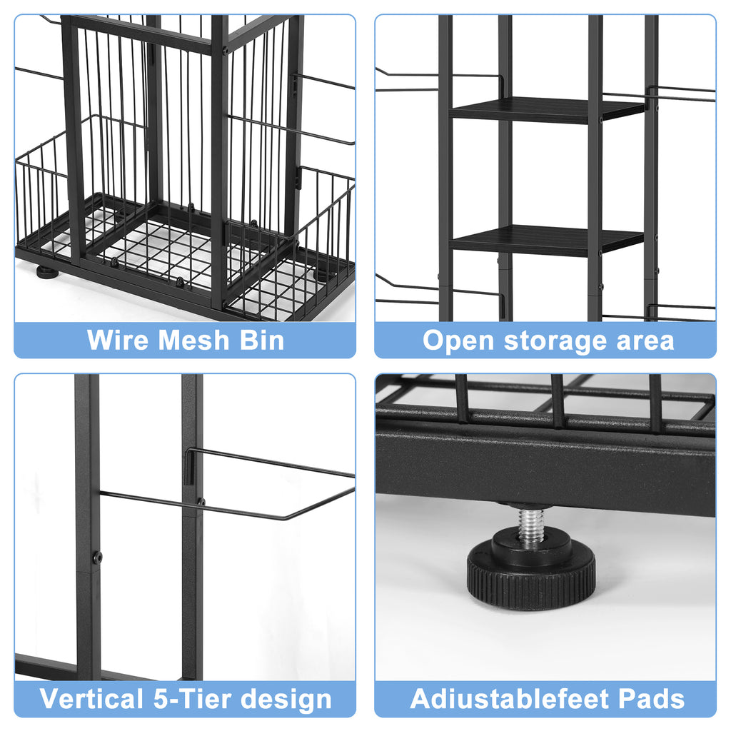 Tall Vertical Sports Ball Storage Rack - Space-Saving Garage Organizer for Basketballs, Soccer Balls & Bats,