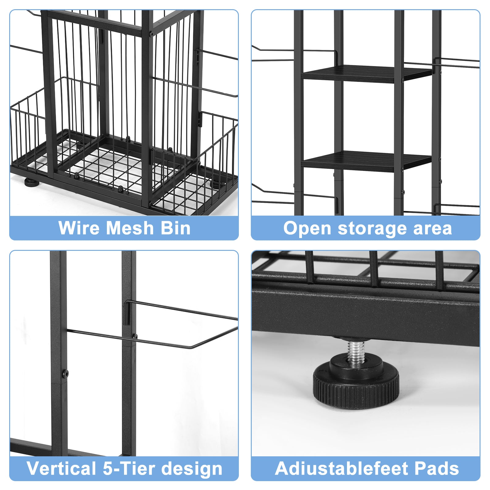 Tall Vertical Sports Ball Storage Rack - Space-Saving Garage Organizer for Basketballs, Soccer Balls & Bats,