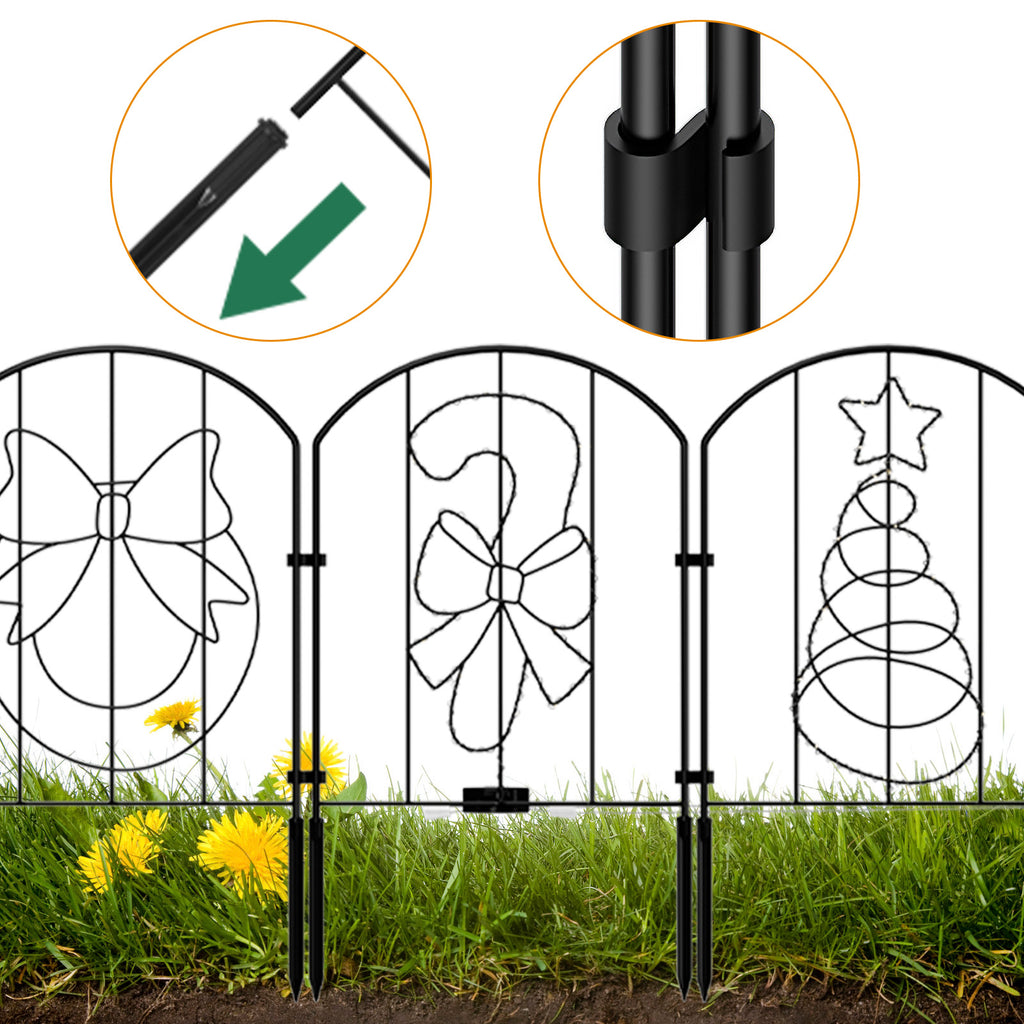 10-Panel Arched Decorative Garden Fence - 10.4ft Rustproof Metal Wire Border for Dogs & Landscapes