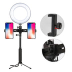 10inch Selfie Ring Light with Tripod Stand & Dual Phone Holders for Live Streaming, Makeup, and YouTube Video Recording