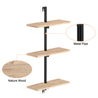 3-Tier Industrial Pipe Shelf, Wall-Mounted Floating Wood Bookshelf for Living Room & Kitchen