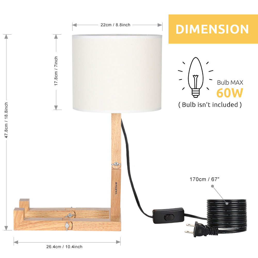Creative Robot Wooden Desk Lamp, Adjustable Shape Bedside Lamp with Built-in Phone Holder