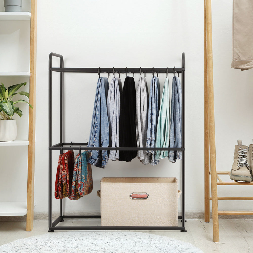Freestanding Rolling Pants Rack with 26 Removable Hangers
