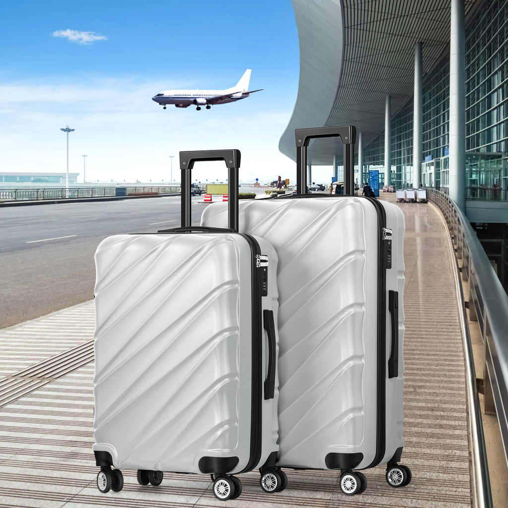 Luggage Sets 3 Piece Hardside Suitcases Sets with TSA Lock Double Spinner Wheels (20in/24in/28in, Black, Silver, Red