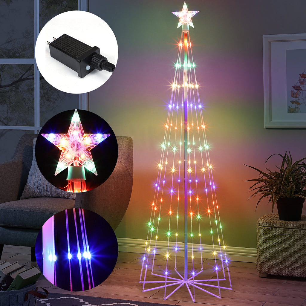 6' Animated LED Outdoor Christmas Tree - Multicolor Lightshow Cone Tree with Topper Star