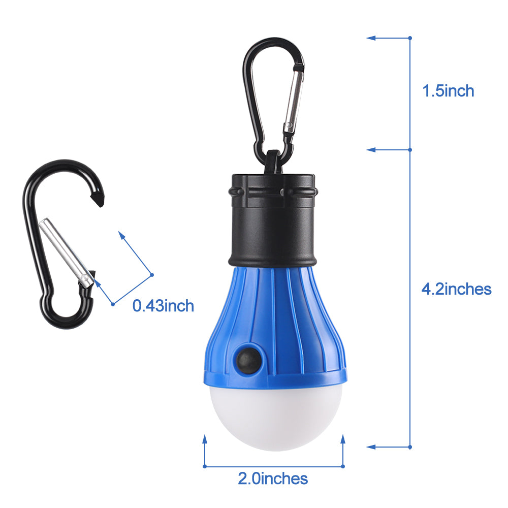 2-Pack Portable LED Camping Tent Lantern Bulbs with Carabiner Clips