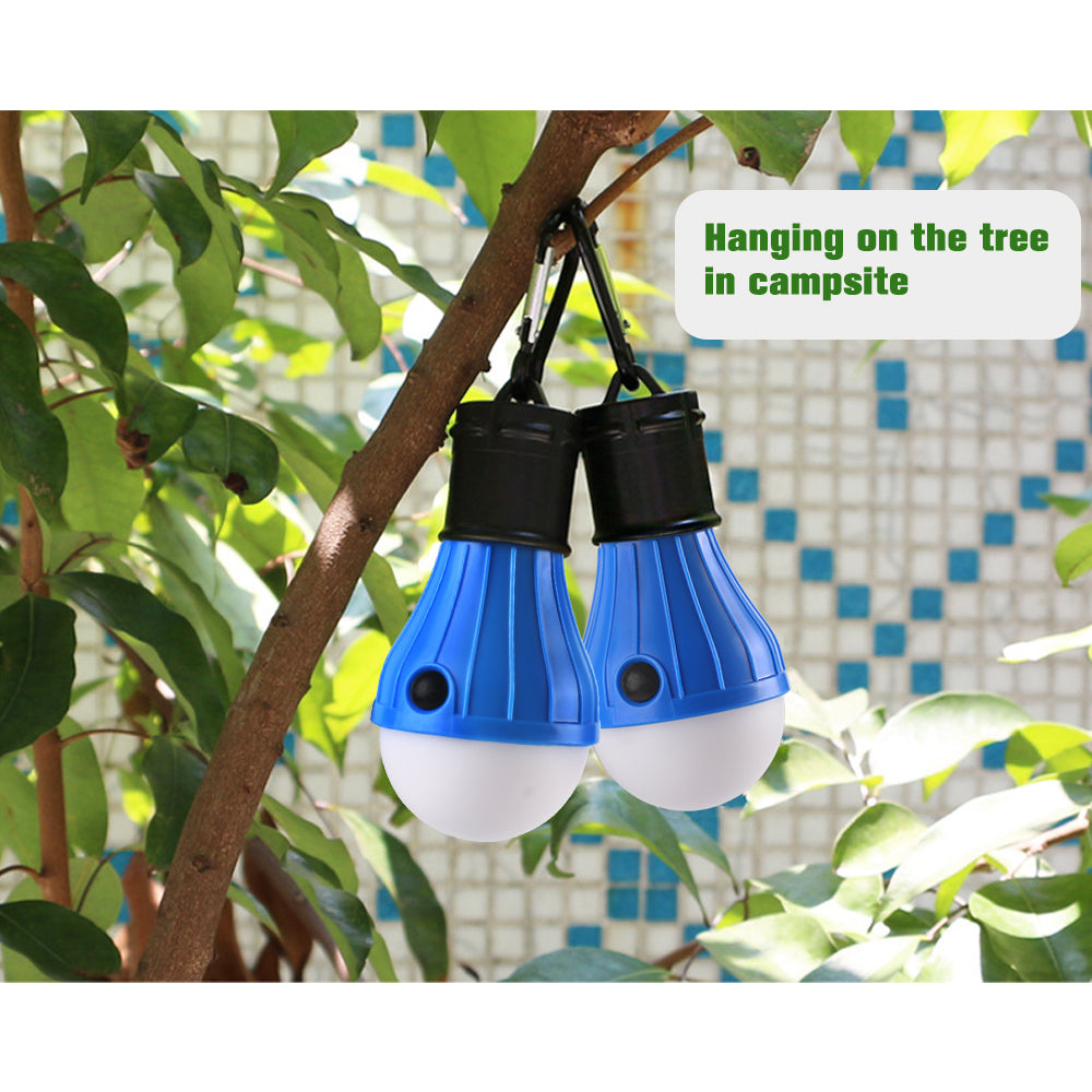 2-Pack Portable LED Camping Tent Lantern Bulbs with Carabiner Clips