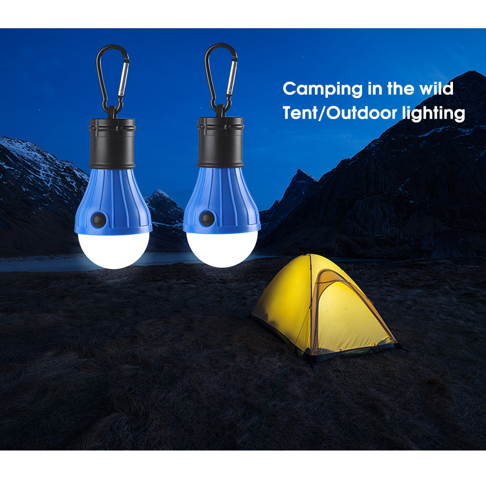 2-Pack Portable LED Camping Tent Lantern Bulbs with Carabiner Clips