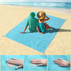 79inch x 57inch Foldable Sand-Proof & Water-Resistant Beach Blanket - Blue