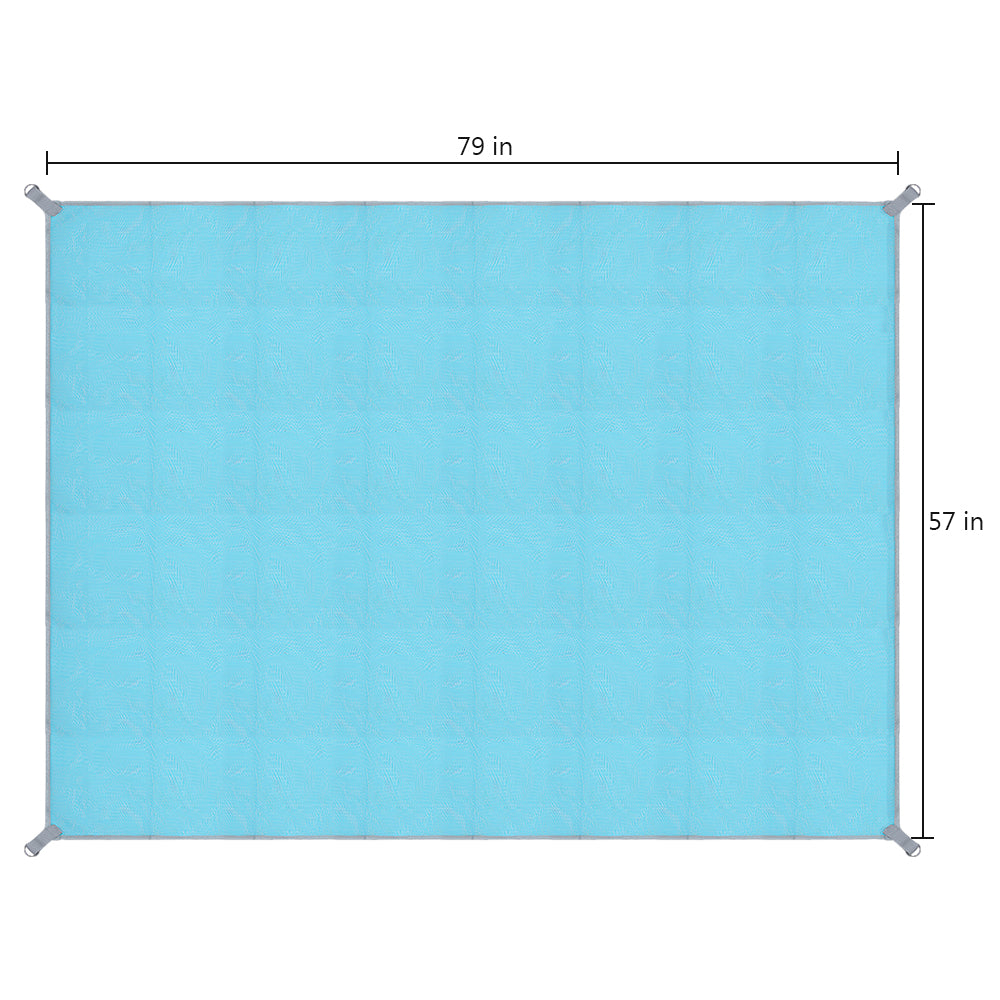 79inch x 57inch Foldable Sand-Proof & Water-Resistant Beach Blanket - Blue
