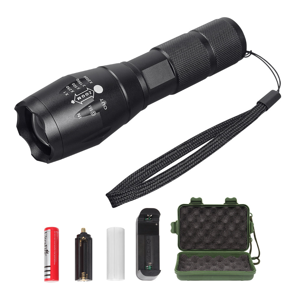 1000 Lumen Waterproof Tactical LED Flashlight with 5 Modes, Battery & Carrying Case