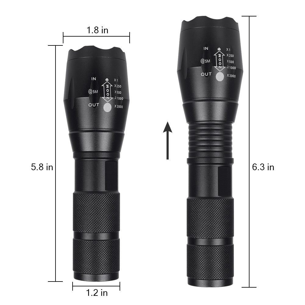 1000 Lumen Waterproof Tactical LED Flashlight with 5 Modes, Battery & Carrying Case