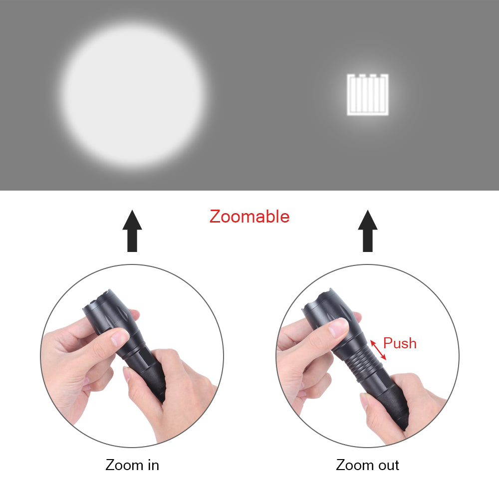 1000 Lumen Waterproof Tactical LED Flashlight with 5 Modes, Battery & Carrying Case