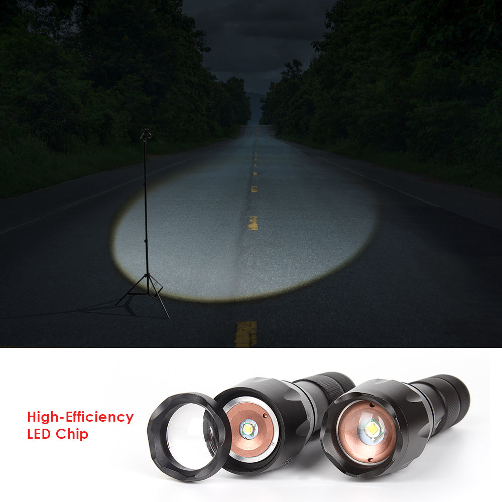 1000 Lumen Waterproof Tactical LED Flashlight with 5 Modes, Battery & Carrying Case