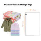 8-Pack Reusable Vacuum Storage Space Saver Bags with Hand Pump (32inch x 43inch)