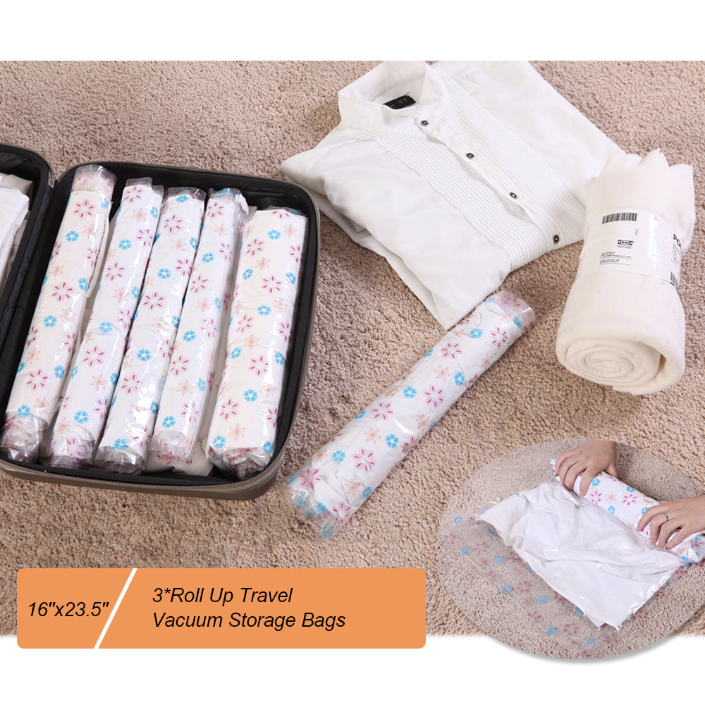 15-Pack Assorted Reusable Vacuum Compression Storage Bags with Hand Pump