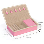 Compact Leather Jewelry Storage Box Organizer with Built-in Mirror
