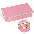 Compact Leather Jewelry Storage Box Organizer with Built-in Mirror