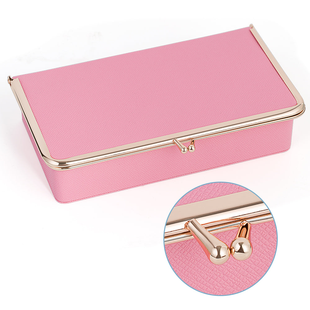 Compact Leather Jewelry Storage Box Organizer with Built-in Mirror