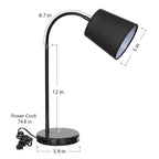 Modern Gooseneck Table Lamp with Marble Base and Black Fabric Shade