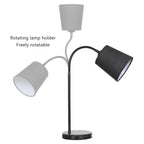 Modern Gooseneck Table Lamp with Marble Base and Black Fabric Shade