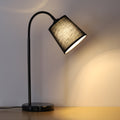 Modern Gooseneck Table Lamp with Marble Base and Black Fabric Shade