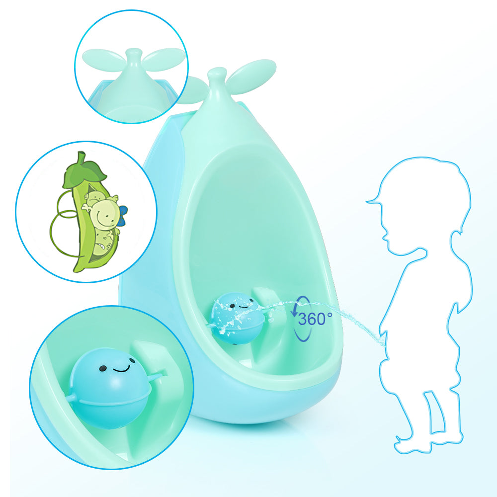 Cute Boys' Stand-Up Potty Training Urinal with Leakproof Design (Green/Blue)