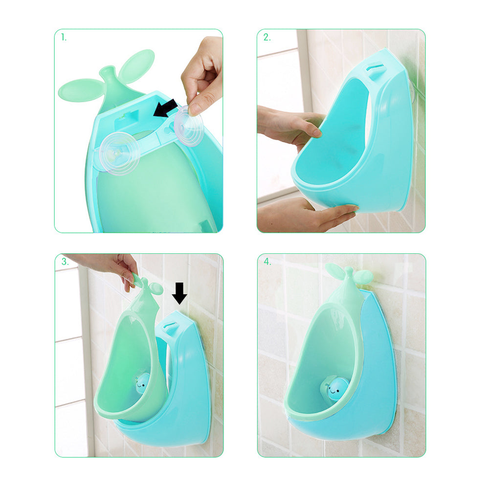 Cute Boys' Stand-Up Potty Training Urinal with Leakproof Design (Green/Blue)
