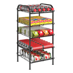 5-Tier Freestanding Water Bottle Storage Rack, Adjustable Metal Beverage Can Organizer for Pantry & Kitchen