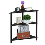 3-Tier Corner Shelf Stand, Triangle Side Table for Small Spaces, Floating Style Display Rack for Home