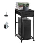 2-Tier Mobile Computer Tower Stand with Storage Drawer, Metal PC Holder on Wheels for Home Office