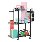 Home Gym Storage Rack - Dumbbell, Yoga Mat & Workout Equipment Organizer with Hooks