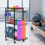 Home Gym Storage Rack - Dumbbell, Yoga Mat & Workout Equipment Organizer with Hooks