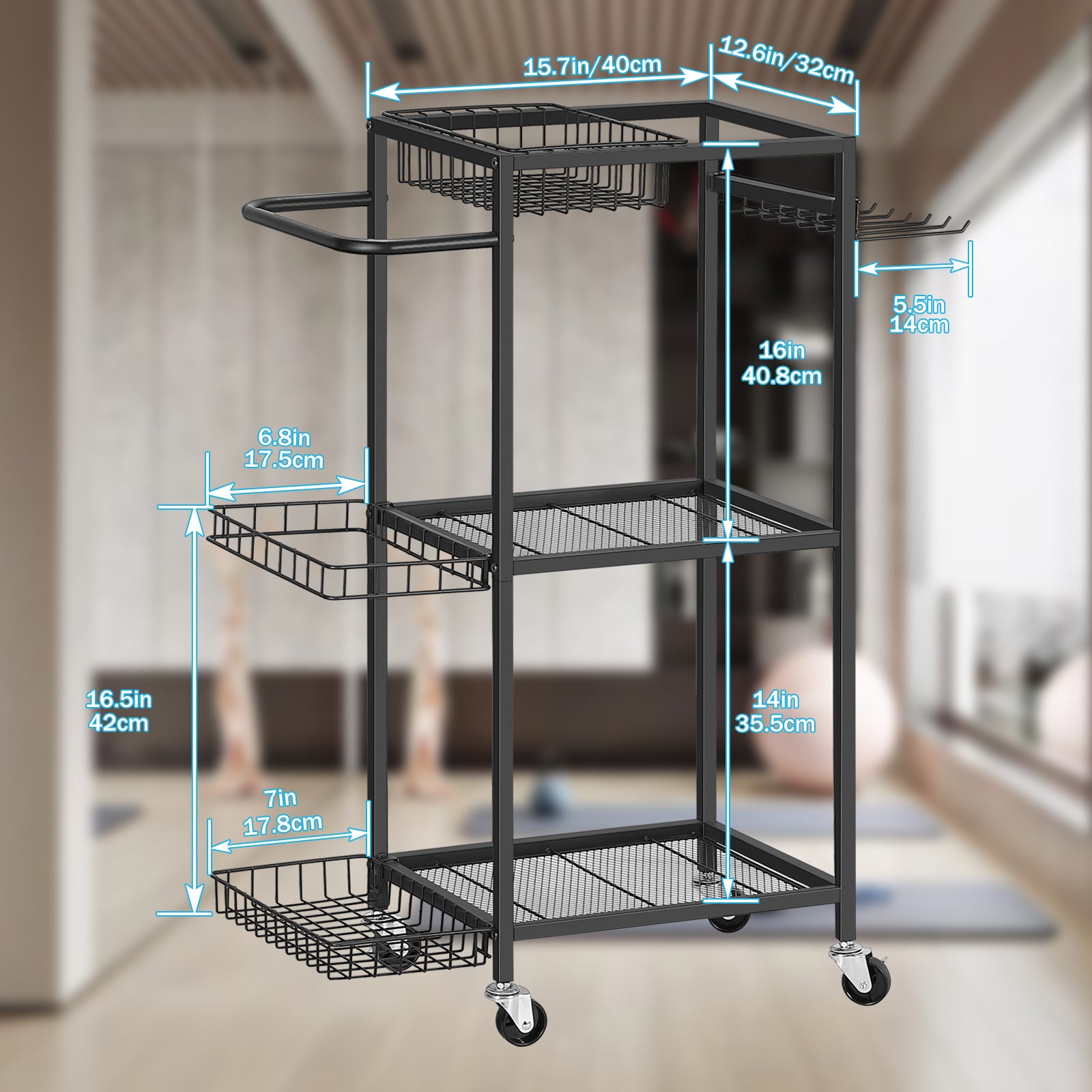 Home Gym Storage Rack - Dumbbell, Yoga Mat & Workout Equipment Organizer with Hooks