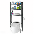 3-Tier Over The Toilet Storage Rack - Wooden Bathroom Space Saver with 4 Hooks