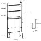 3-Tier Over The Toilet Storage Rack - Wooden Bathroom Space Saver with 4 Hooks