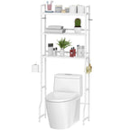 3-Tier Over the Toilet Storage Rack, Freestanding Space-Saving Bathroom Organizer, White Metal Shelf