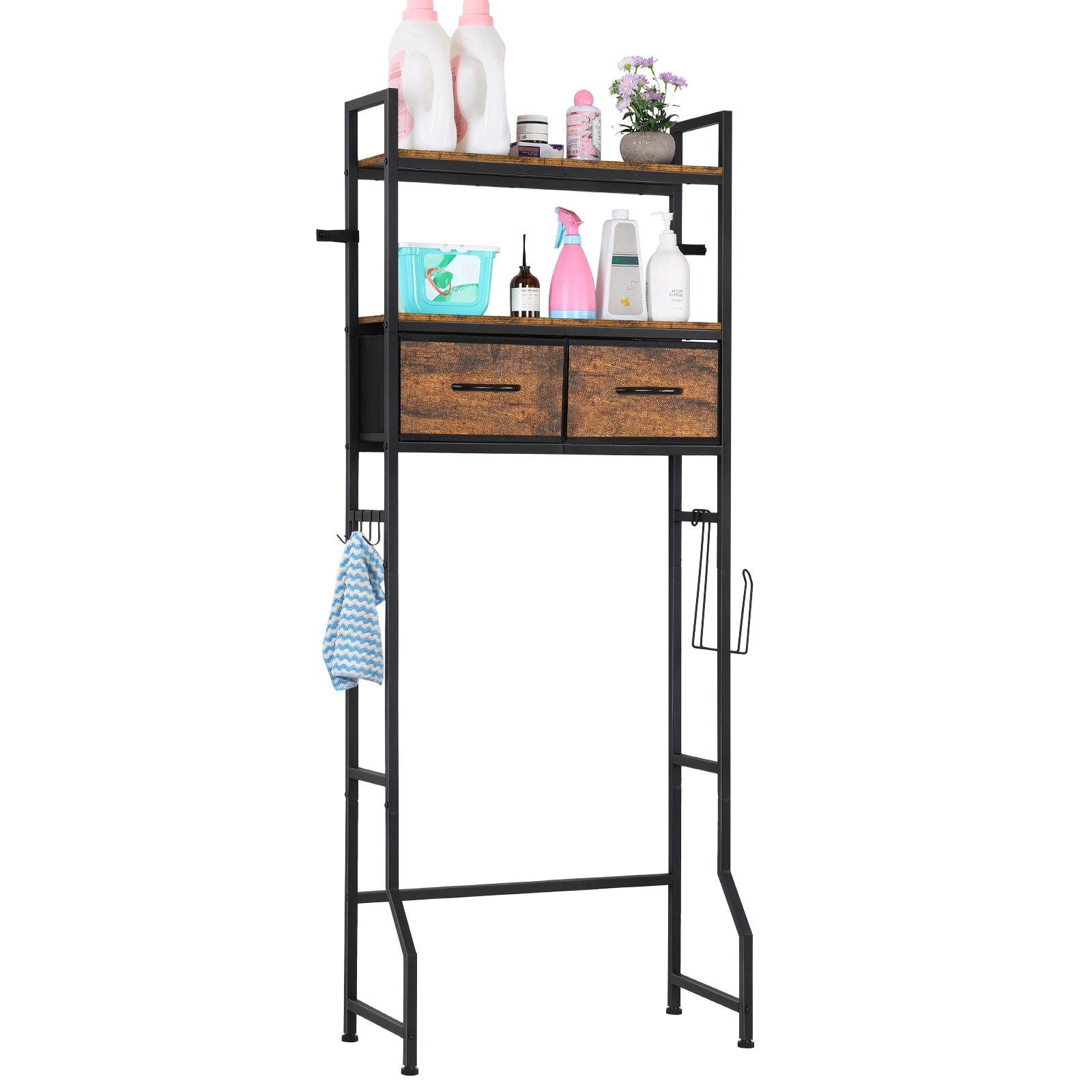 Over The Toilet Storage Cabinet - Freestanding Bathroom Organizer with Drawer