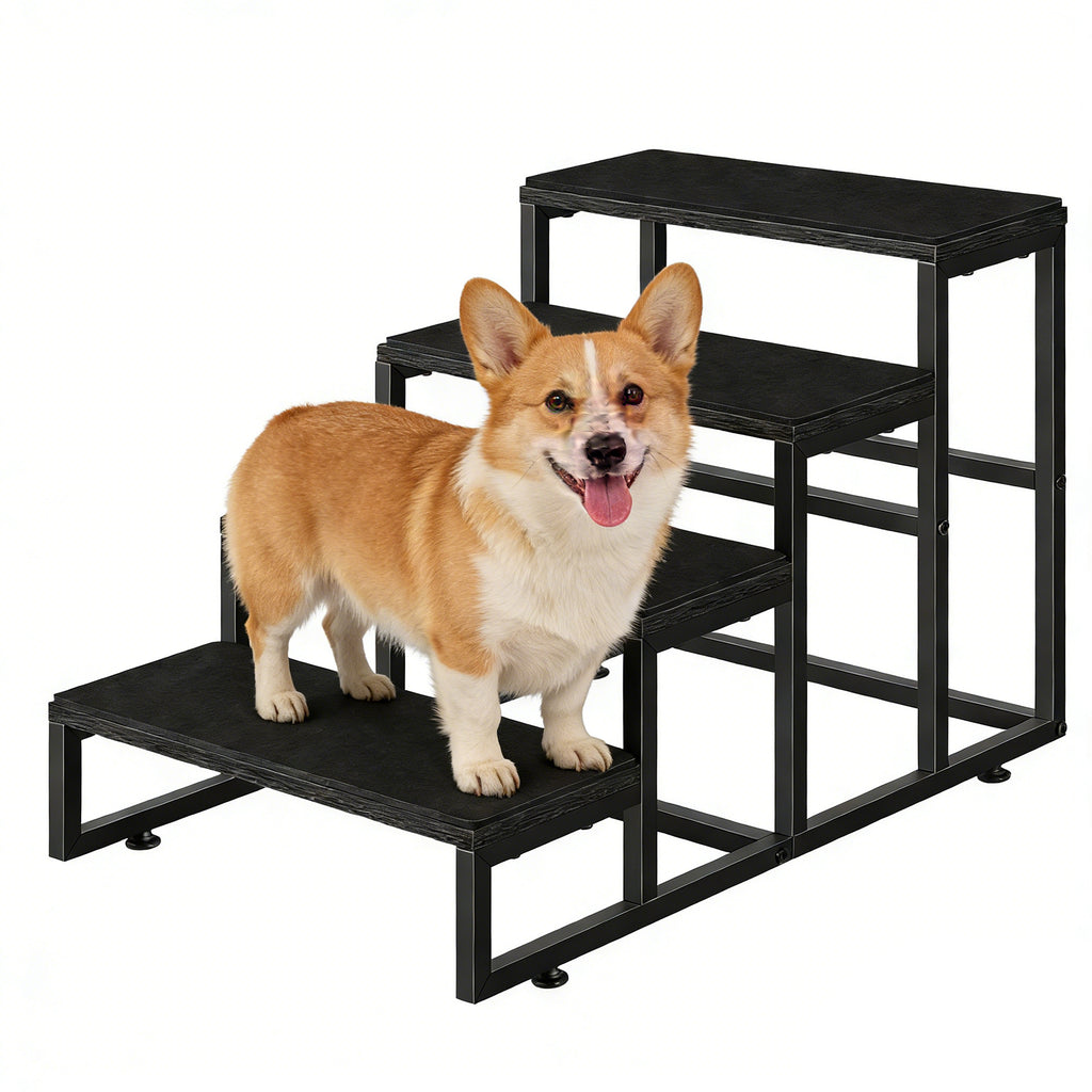 4-Tier Dog Stairs for High Beds & Couch, Non-Slip Pet Steps for Small to Large Dogs & Cats, Portable Ramp