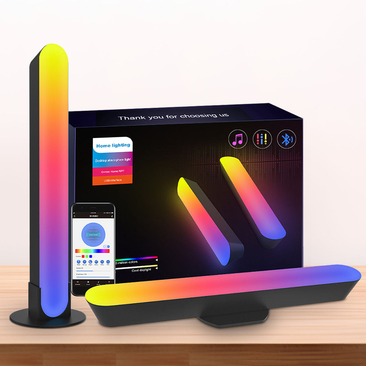 Smart LED Light Bars -RGB Lights Colors -RGB Light Bar for Room, Music Sync, Entertainment & LED Gaming - LED Bar Lights for Gaming Setup Accessories - Colorful Lighting