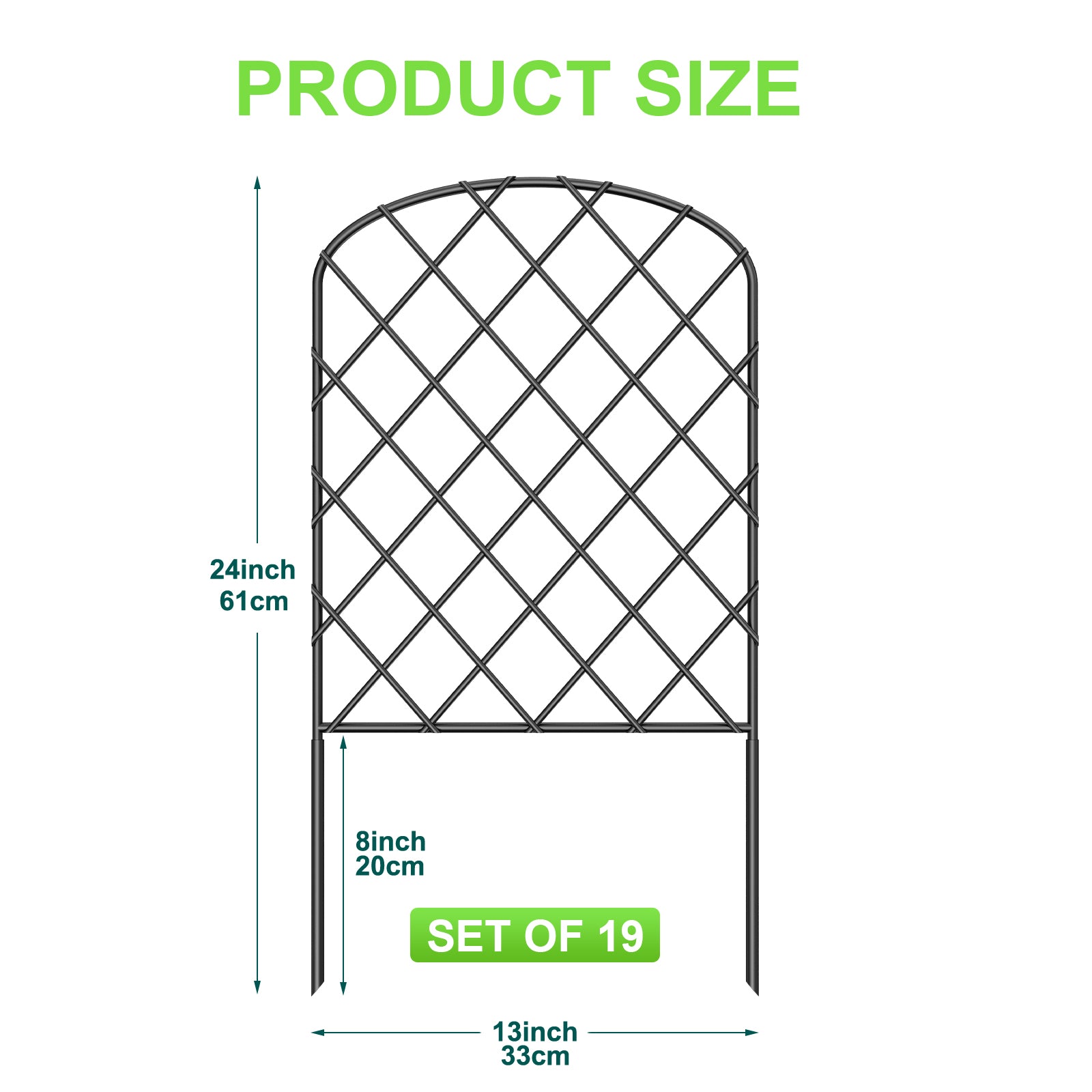 10-Pack Arched Garden Fence Border, 24"H x 10ft L Rustproof Metal Wire Sectional Edging for Yard