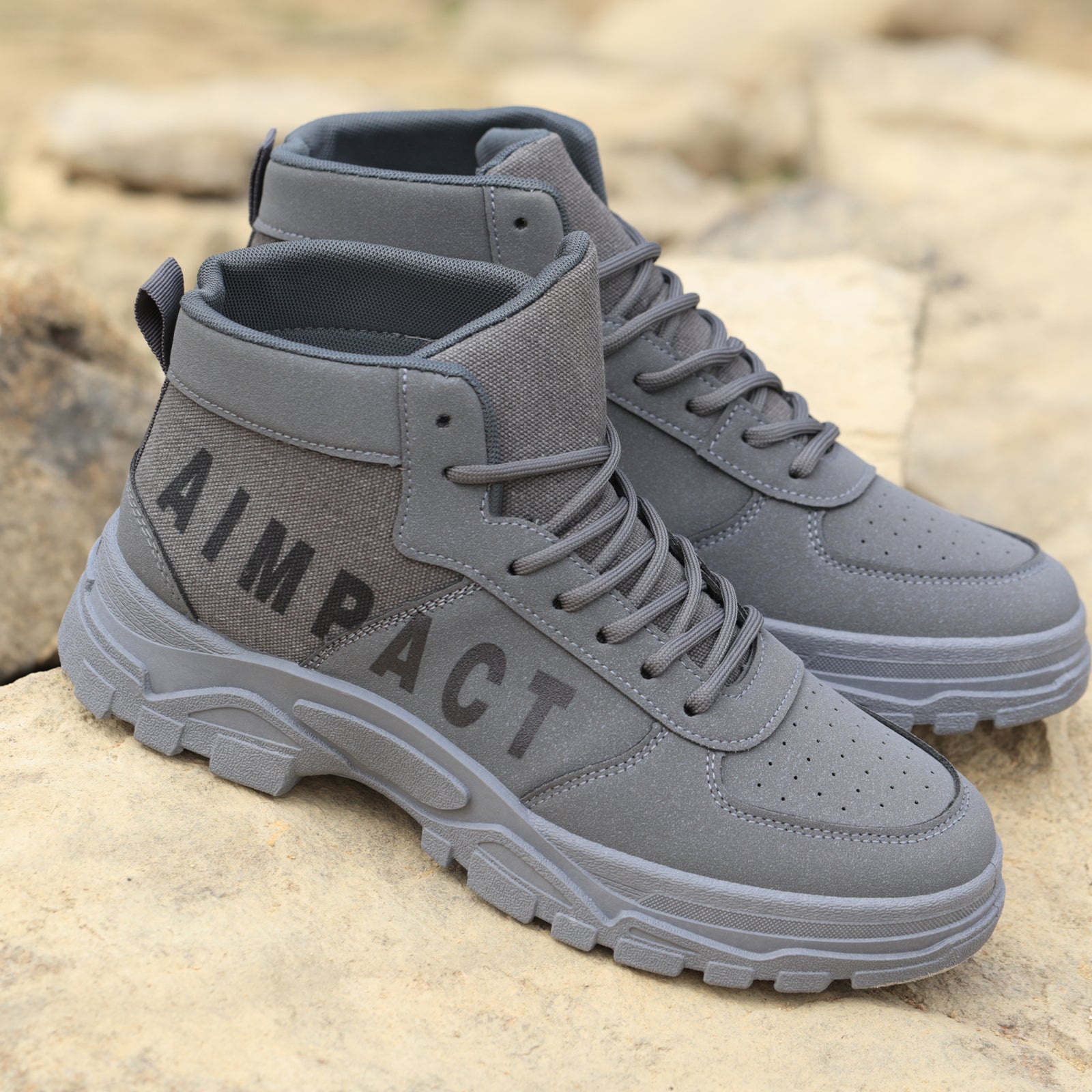 Men's Gray Hiking Boots - Outdoor Trekking Shoes, Breathable Anti-Slip Hiking Shoes, Durable Walking & Camping Footwear, Comfortable Trail Shoes