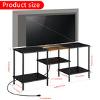Modern 55inch TV Stand with Power Outlets, Media Console Center for Bedrooms up to 50inch, Entertainment Center with Storage Shelves, Black,