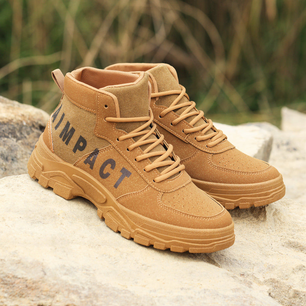 Men's Dark Brown Hiking Boots - High Top Outdoor Sports Shoes, Durable & Comfortable Trekking Boots for Men, Anti-Slip Abrasion-Resistant Walking & Climbing Shoes (Full Size Available)