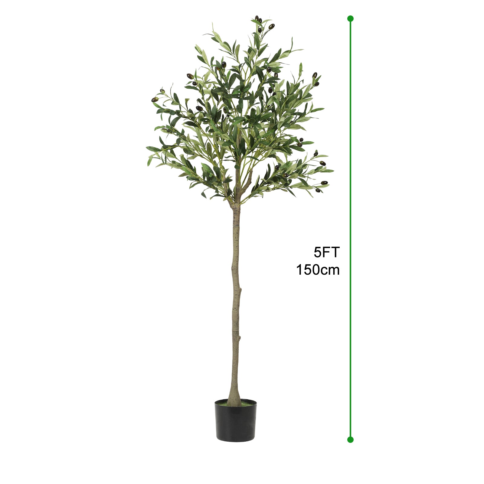 5FT Artificial Olive Tree with Natural Wood Trunk - Realistic Faux Plant with Fruits for Bedroom & Home